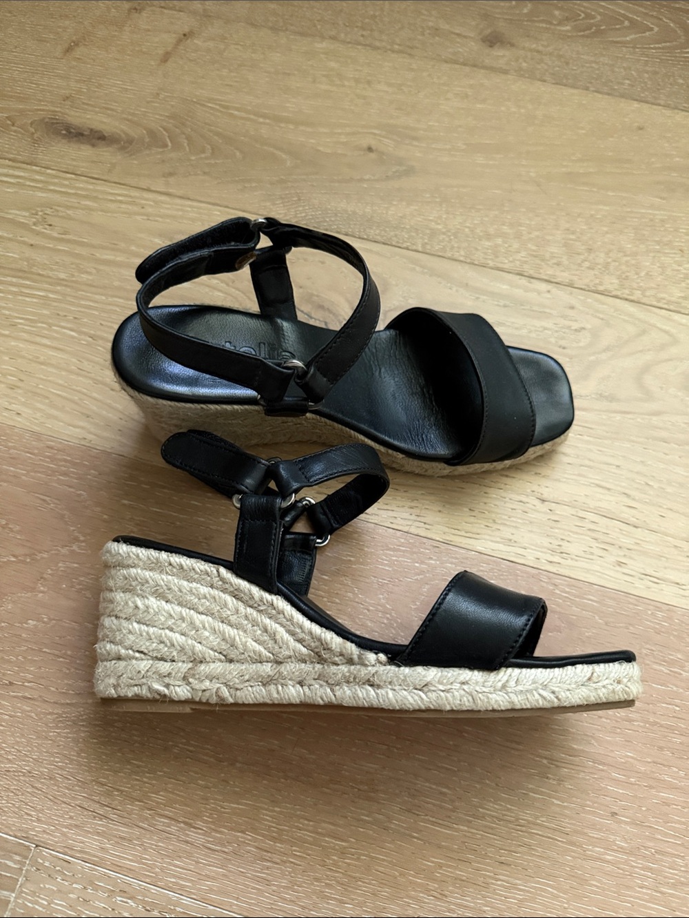 Women's Black Espadrille Wedge Sandals with Ankle Strap